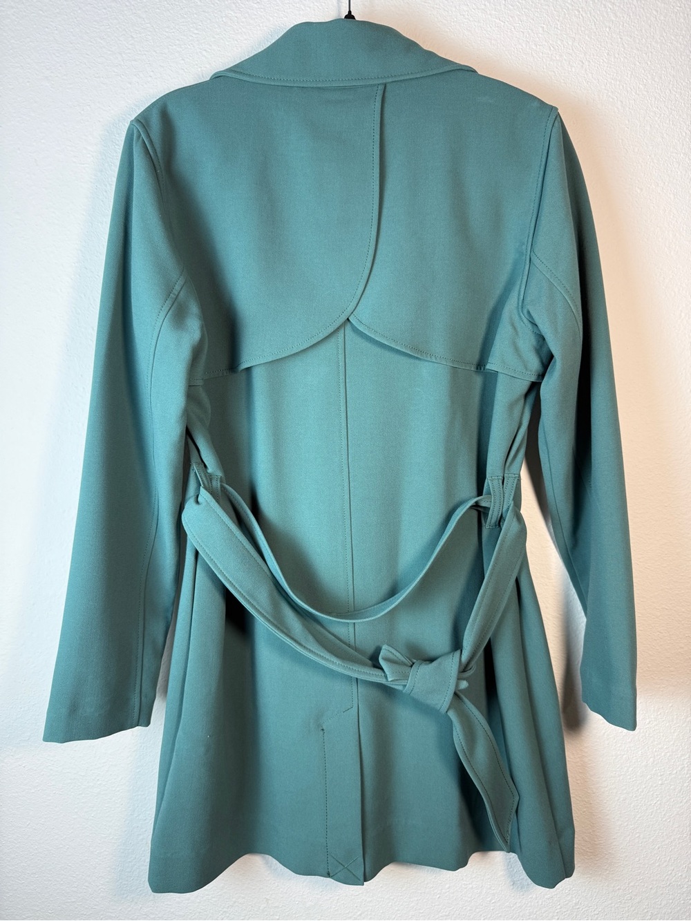 NWOT Abercrombie & Fitch Trench Coat Large Jade Blue Green Belted Duster Blazer - Picture 9 of 12